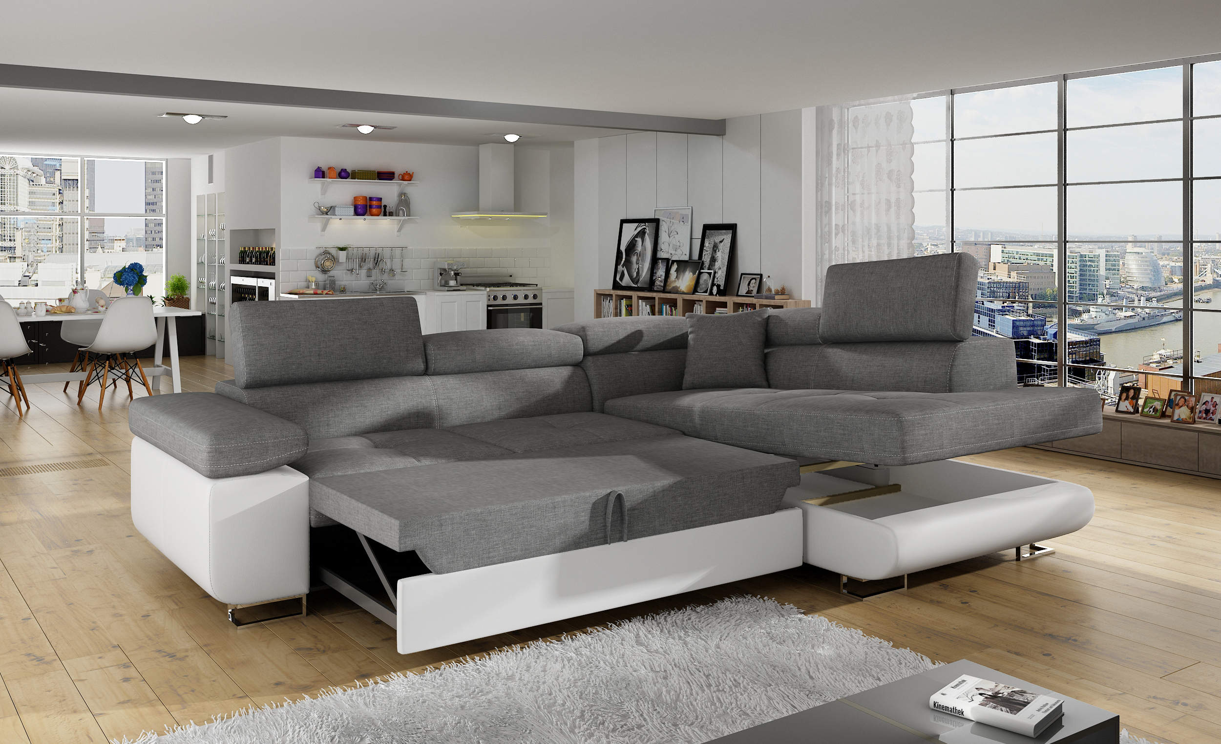 Eltap Ecksofa Anton links mit Schlaffunktion Hellgrau Sofas zum