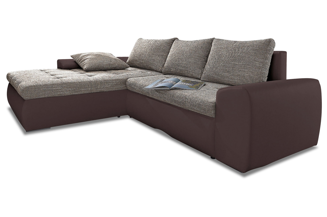 Ecksofa Cecile XXL - mit Schlaffunktion - Braun | Sofas ...