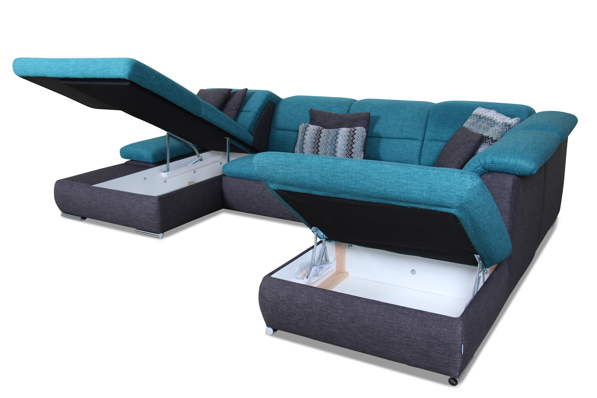 Wohnlandschaft - Blau mit Federkern | Sofas zum halben Preis