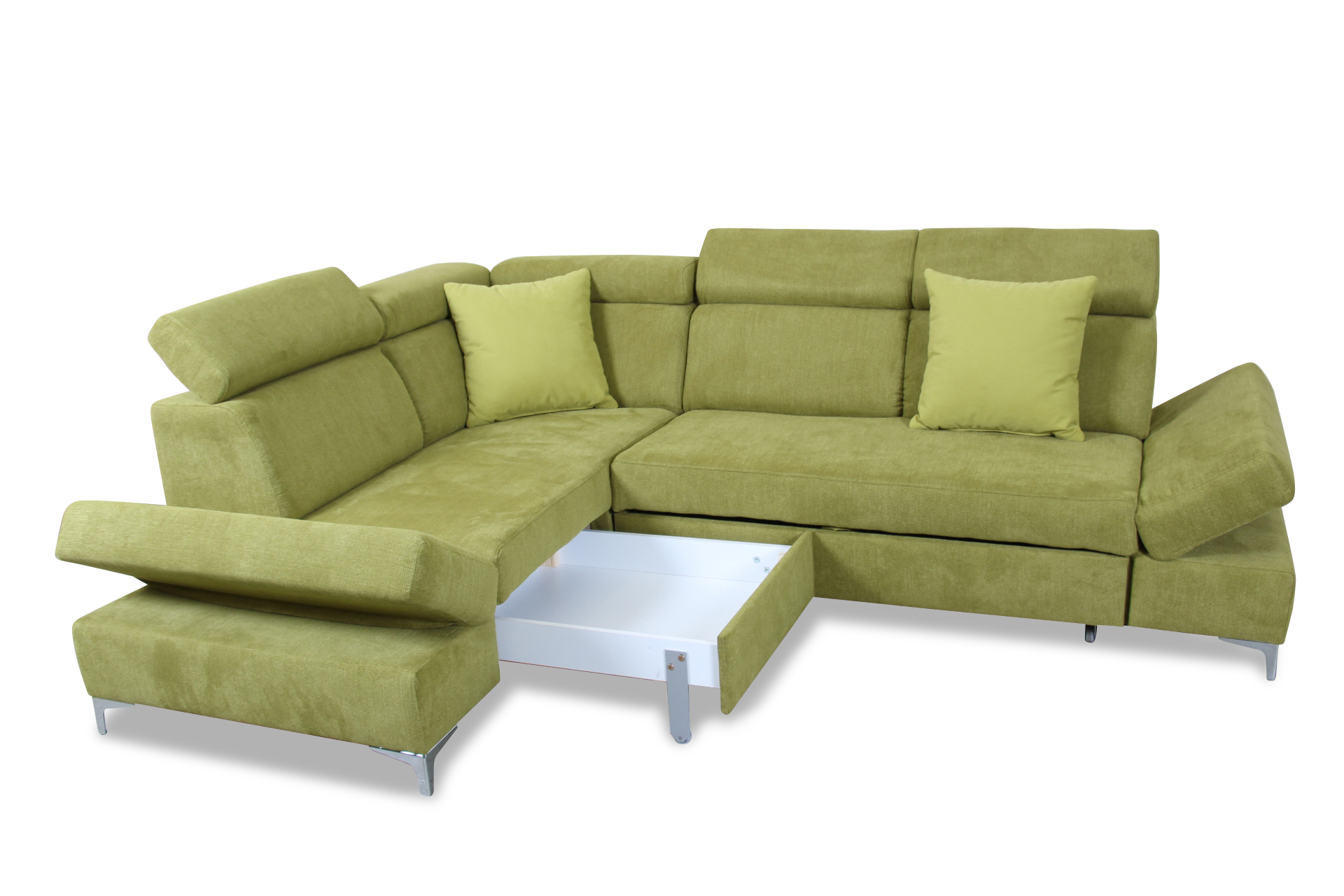 Ecksofa XL Tarent - Gruen mit Federkern | Sofas zum halben ...