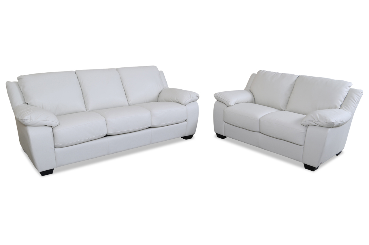 Editions Leder Garnitur 3-2 U092 - Weiss | Sofas zum halben Preis