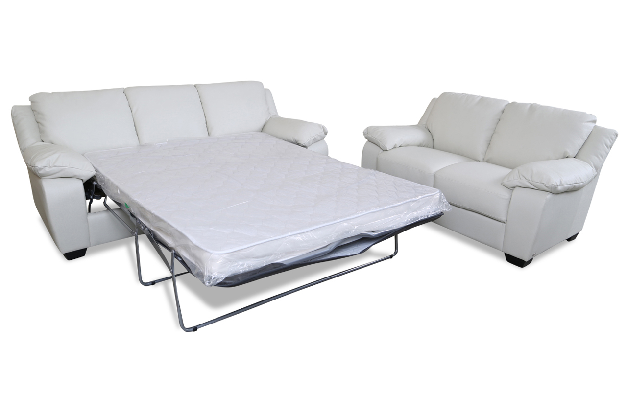 Editions Leder Garnitur 3 2 U092 Mit Schlaffunktion Weiss Editions Leder Garnitur 3 2 U092 Mit Schlaffunktion Weiss Federkern