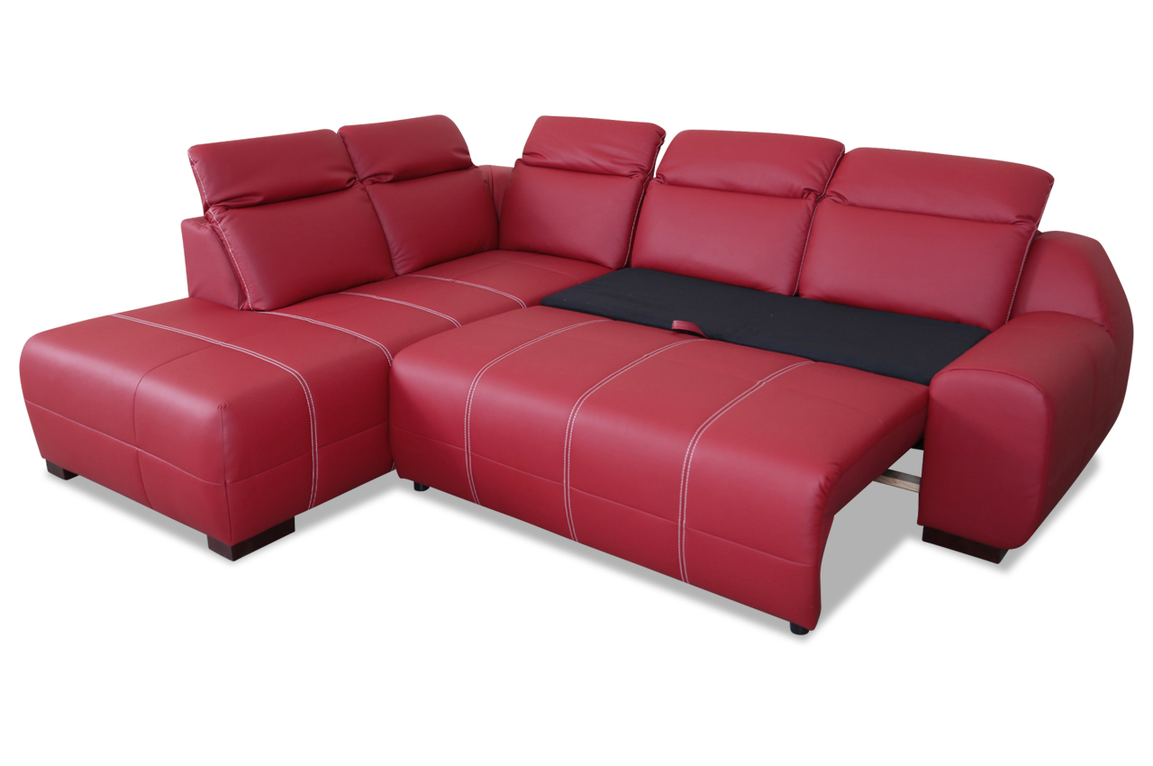 Leder Ecksofa XL - mit Schlaffunktion - Rot | Sofas zum ...