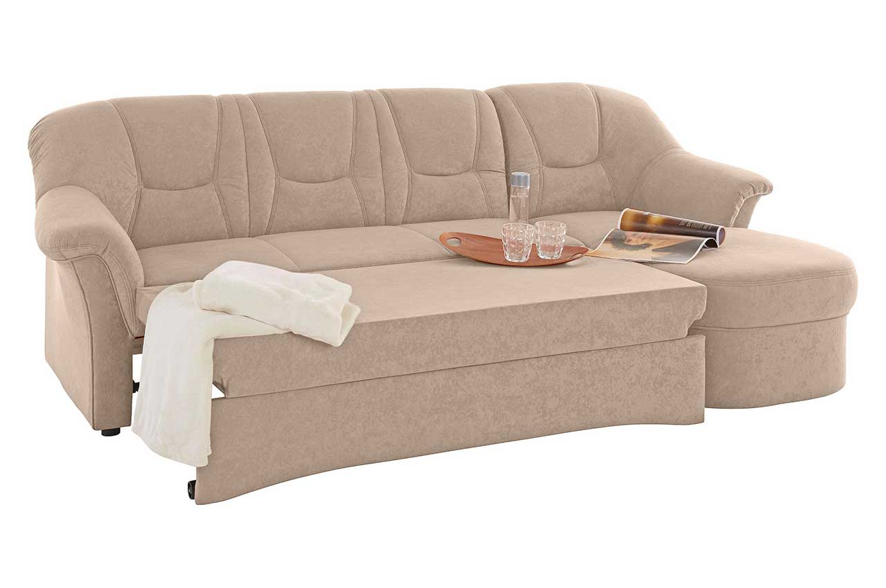 Sofa L-Form Sarafina rechts - mit Schlaffunktion - Beige ...