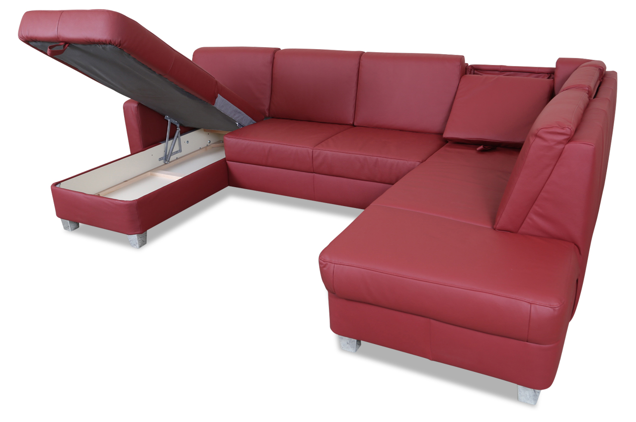 Wohnlandschaft Leder Rot Sofa Couches Wohnlandschaften