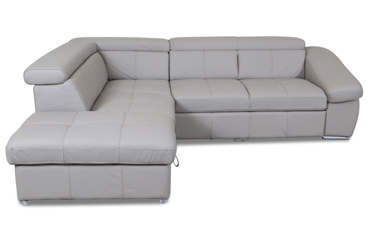 Cotta Leder Ecksofa XL Bravo Grau mit Federkern Sofas zum halben Preis