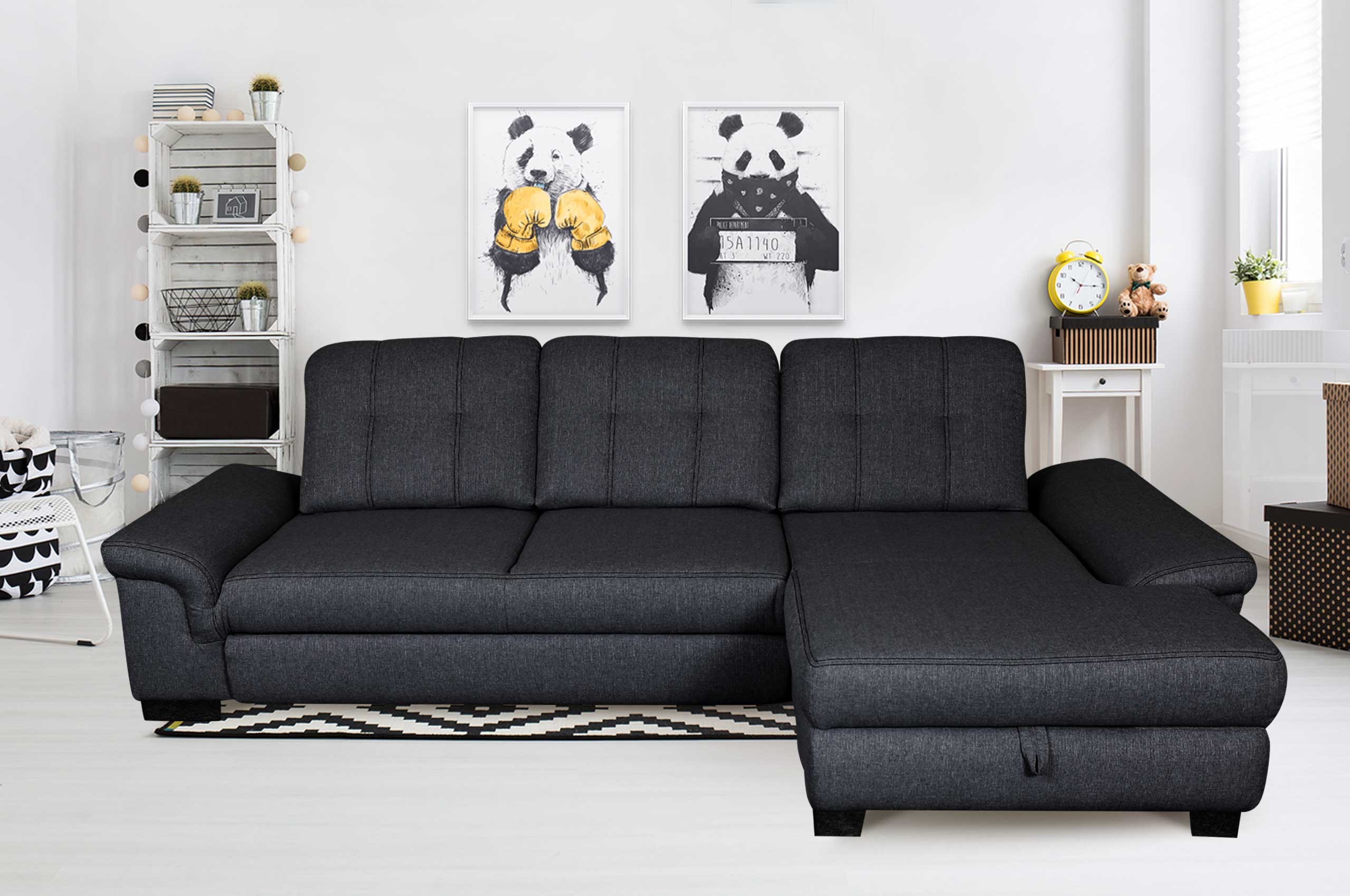 Collection Sofa LForm Jan rechts mit Schlaffunktion Anthrazit