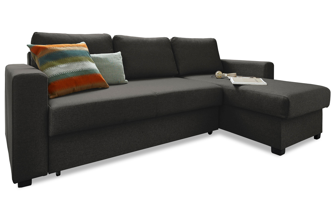 Ecksofa Universal Dublin mit Schlaffunktion Anthrazit mit Federkern Sofas zum halben Preis