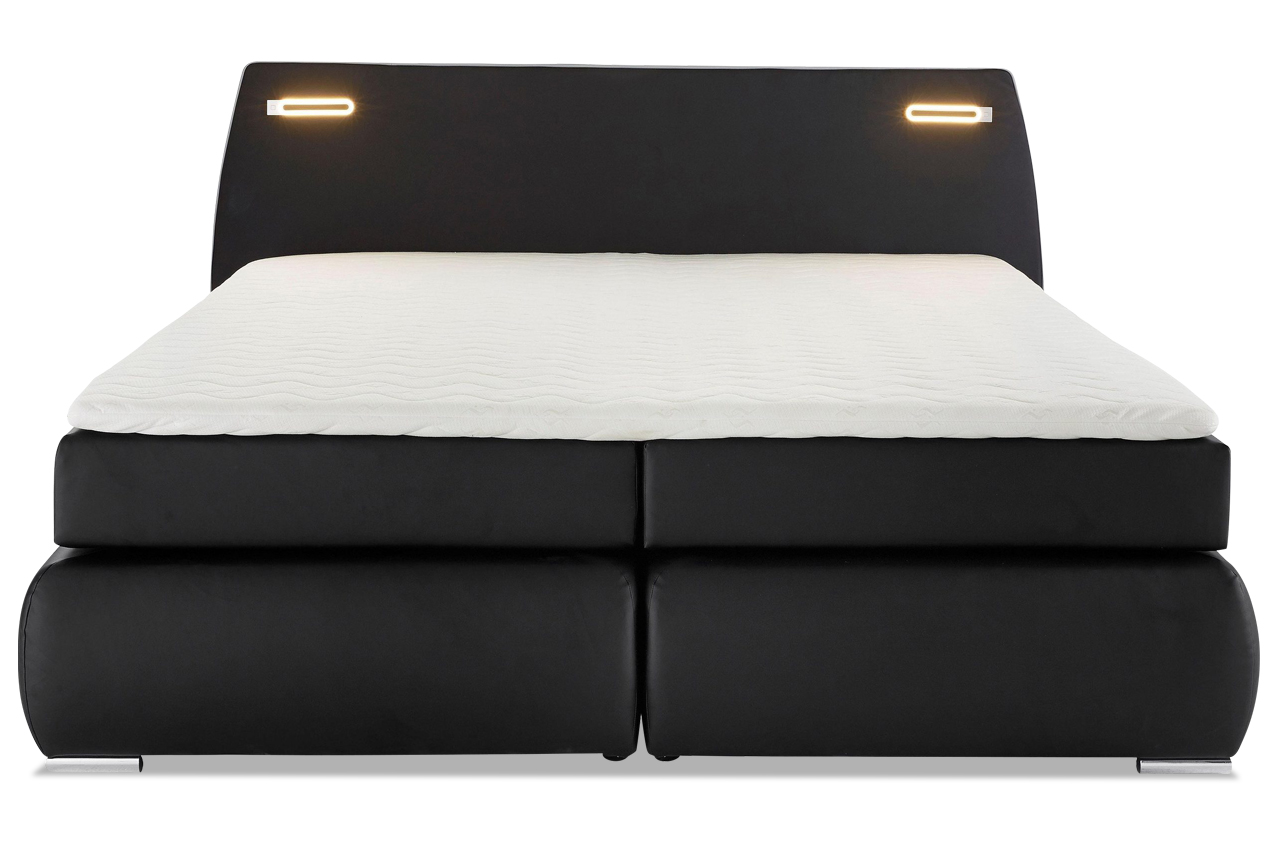 boxspringbett schwarz 180x200, collection ab boxspringbett 180x200 black&white - mit led - schwarz, Design ideen