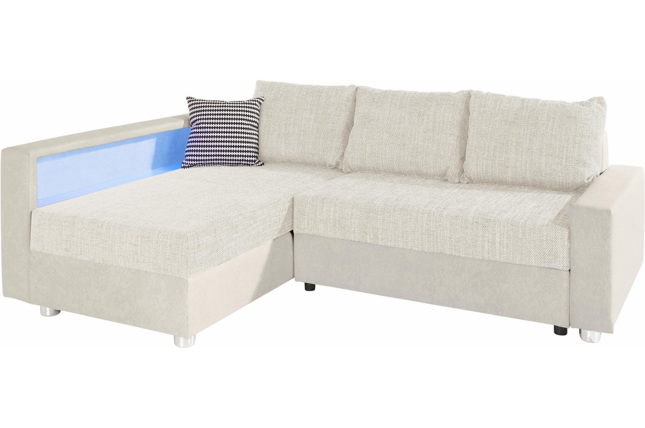 Collection AB Ecksofa Relax links mit LED und Schlaffunktion Weiss mit Federkern Sofas zum