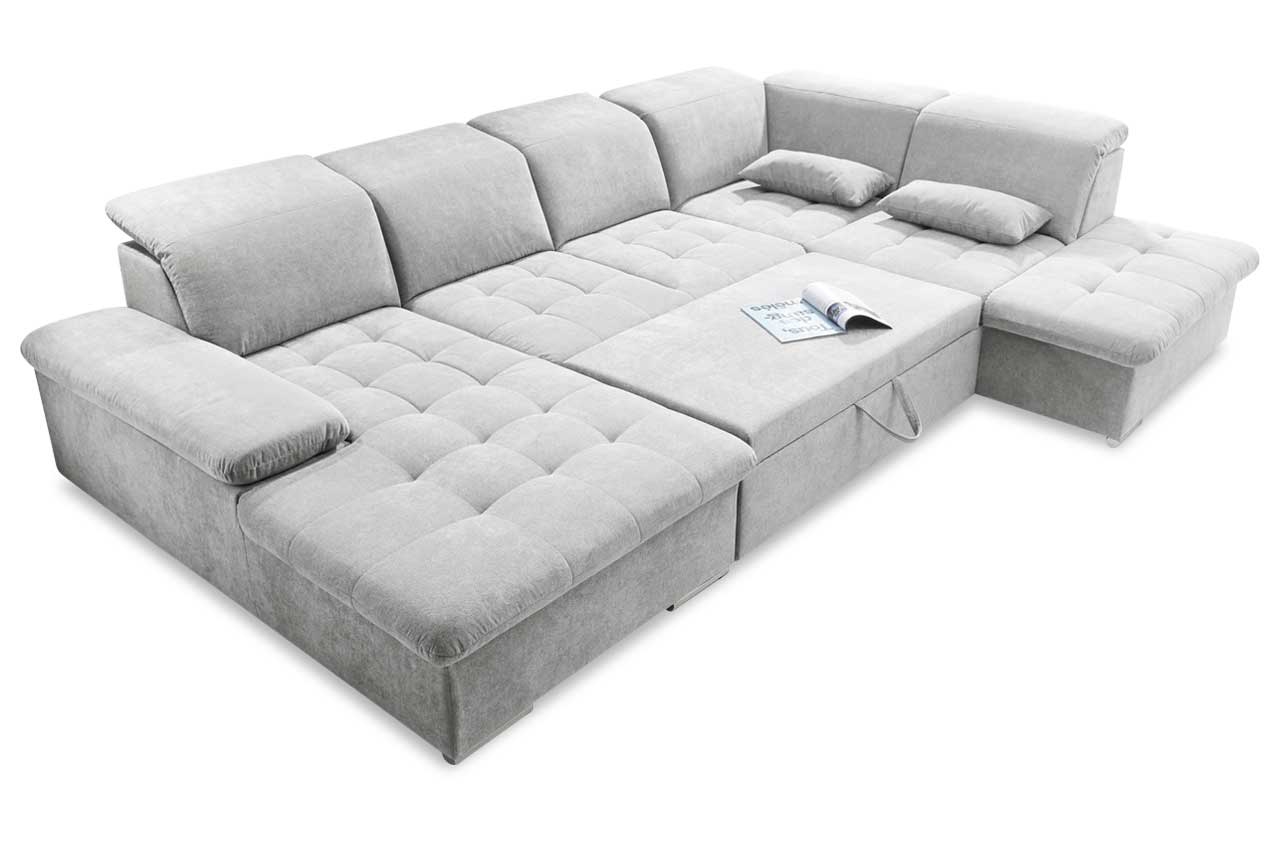 Wohnlandschaft Wayne rechts - mit Schlaffunktion - Silbergrau | Sofas