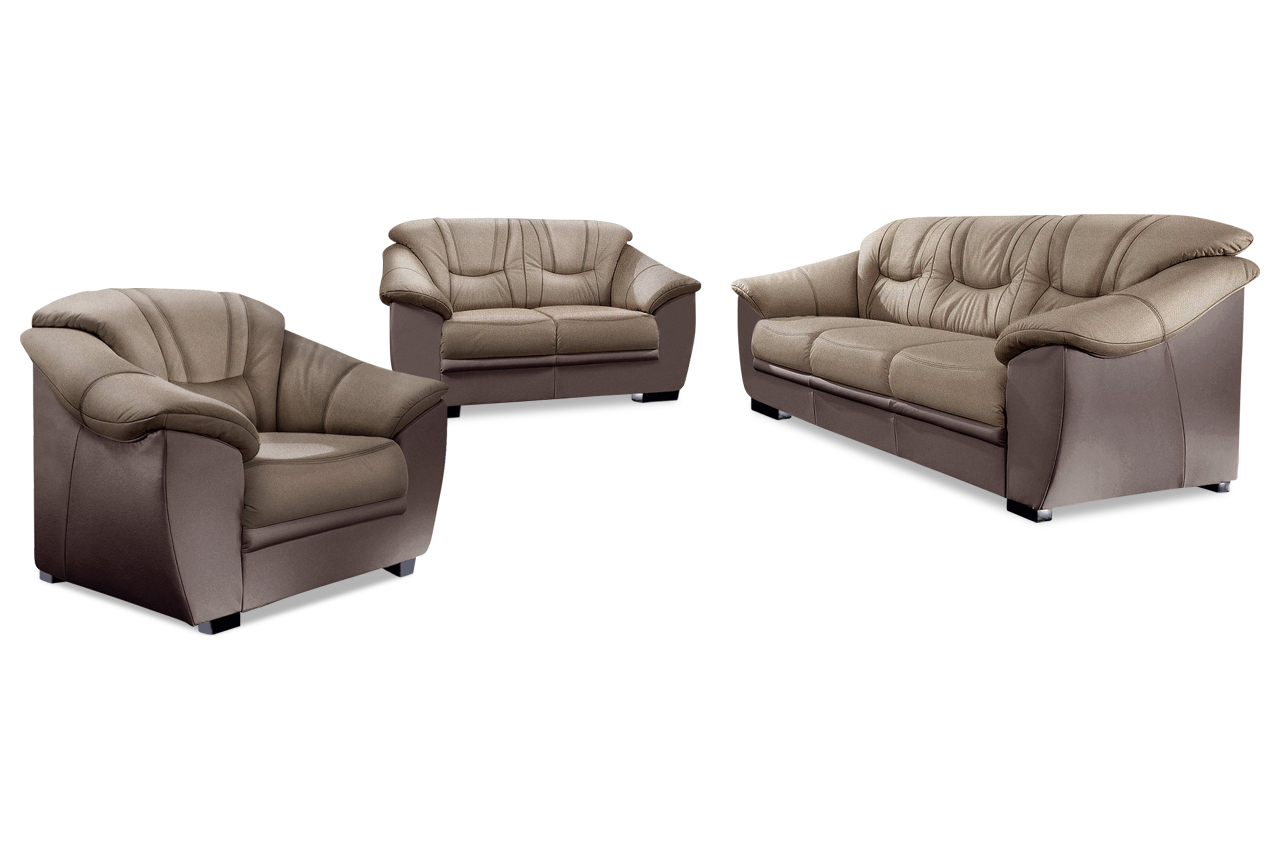 Garnitur 3-2-1 - Braun mit Federkern | Sofas zum halben Preis