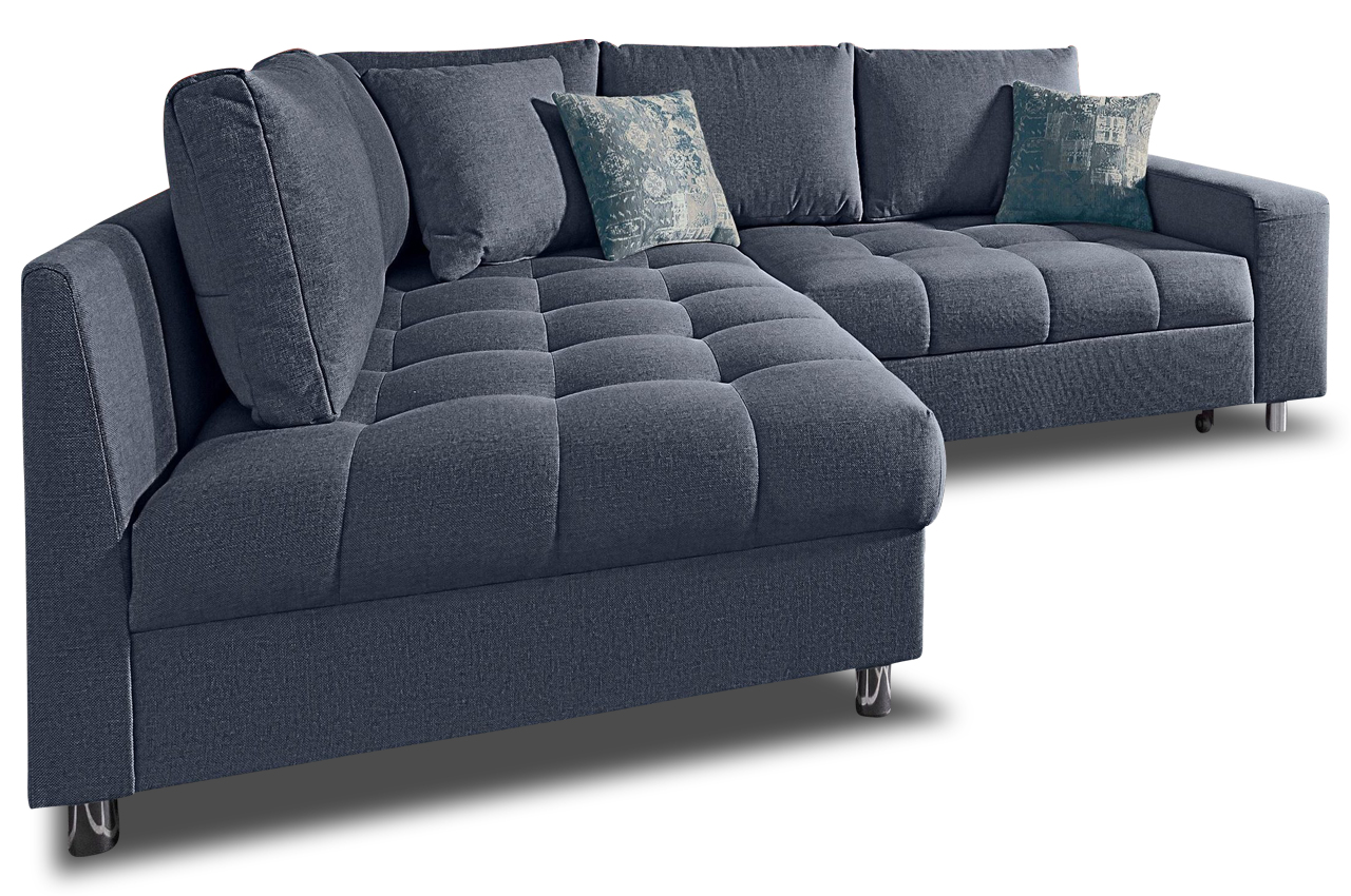Castello Ecksofa XL Tobi 3 links mit Schlaffunktion Blau Sofas