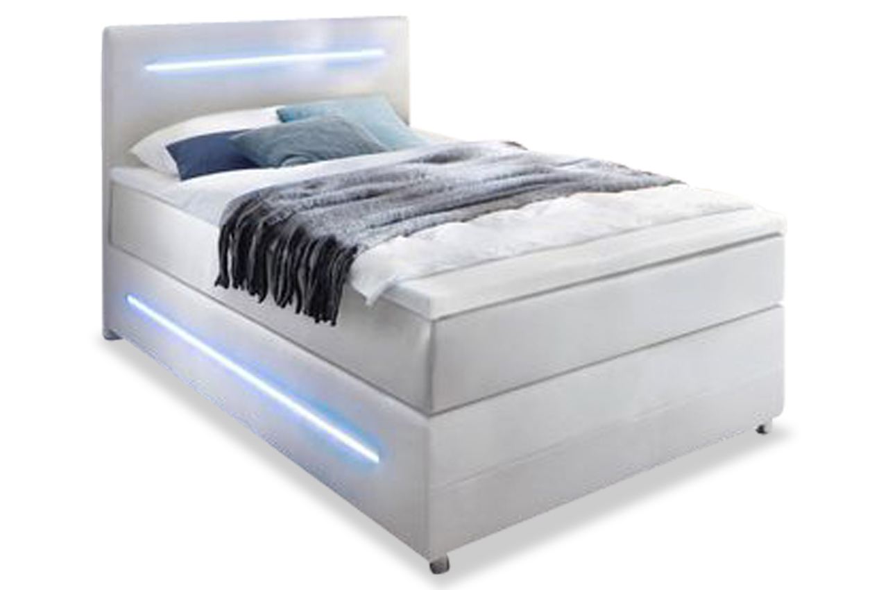 meise.möbel Boxspringbett 120x200 Lights mit LED Weiss