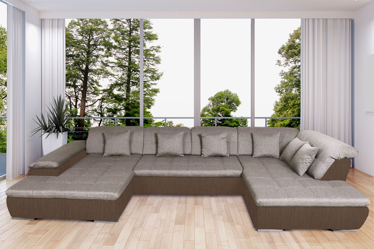 Wohnlandschaft Neapel - P rechts - mit Schlaffunktion - Beige | Sofas