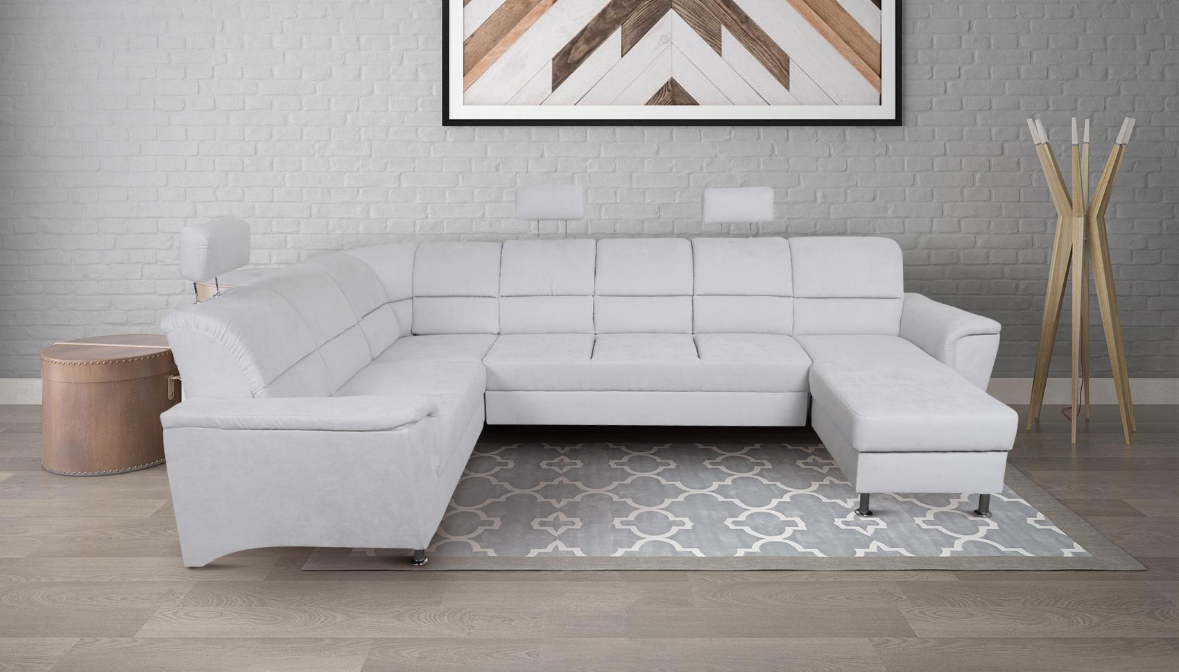 Wohnlandschaft Milano XL P links mit Relax und Schlaffunktion Silber Sofas zum halben Preis