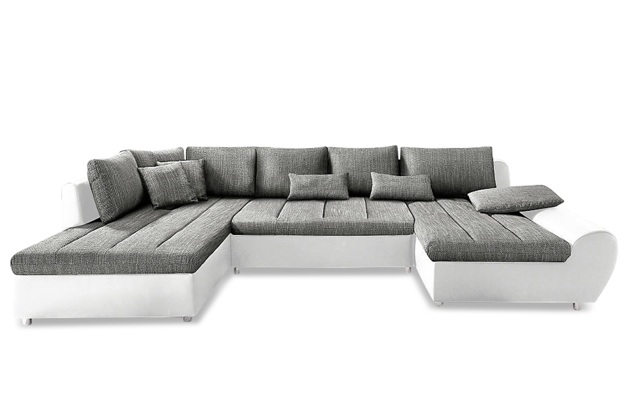 Wohnlandschaft Bandos XXL mit Schlaffunktion Grau Sofa Couch