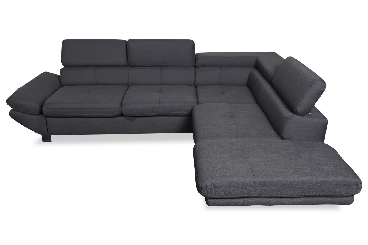 Ecksofa XL Sam P rechts mit Schlaffunktion Anthrazit Sofas zum