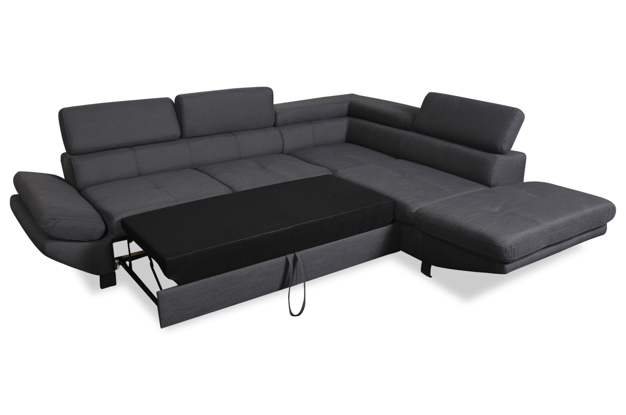 Ecksofa XL Sam P rechts mit Schlaffunktion Anthrazit Sofas zum