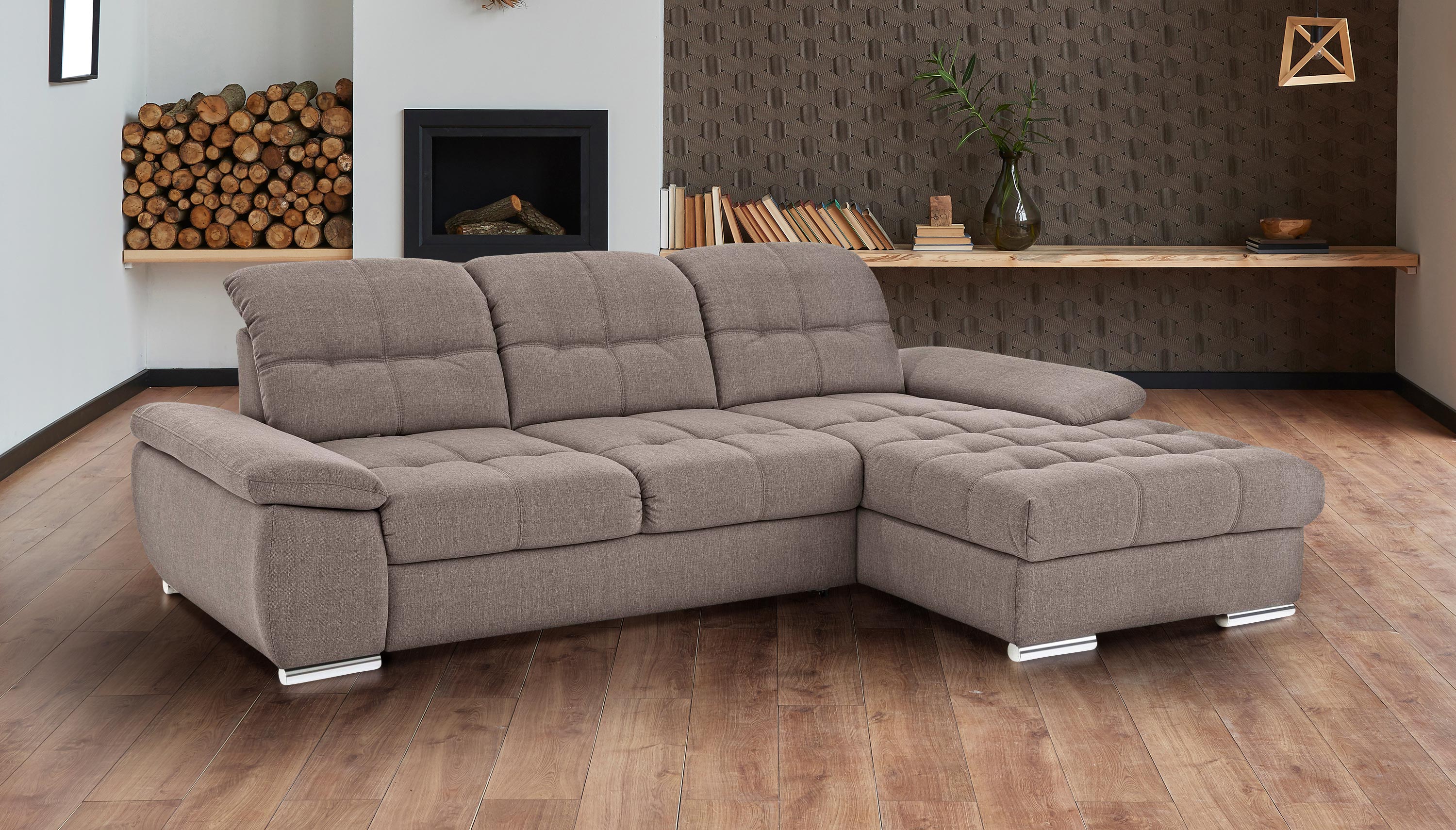 Castello Ecksofa Lotus Duraflex rechts - mit Schlaffunktion - Taupe ...