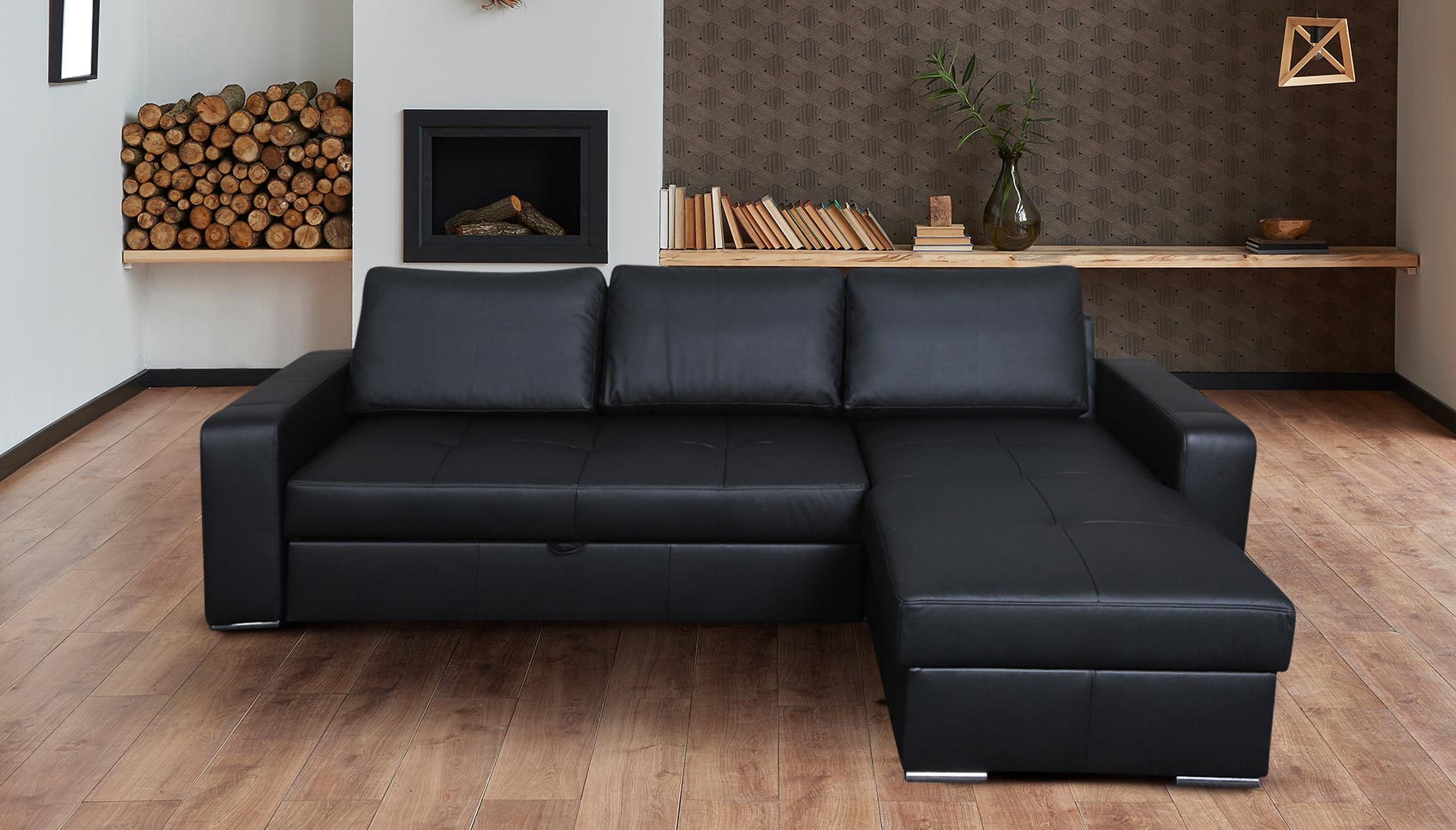 Leder Ecksofa Flores P Beidseitig Mit