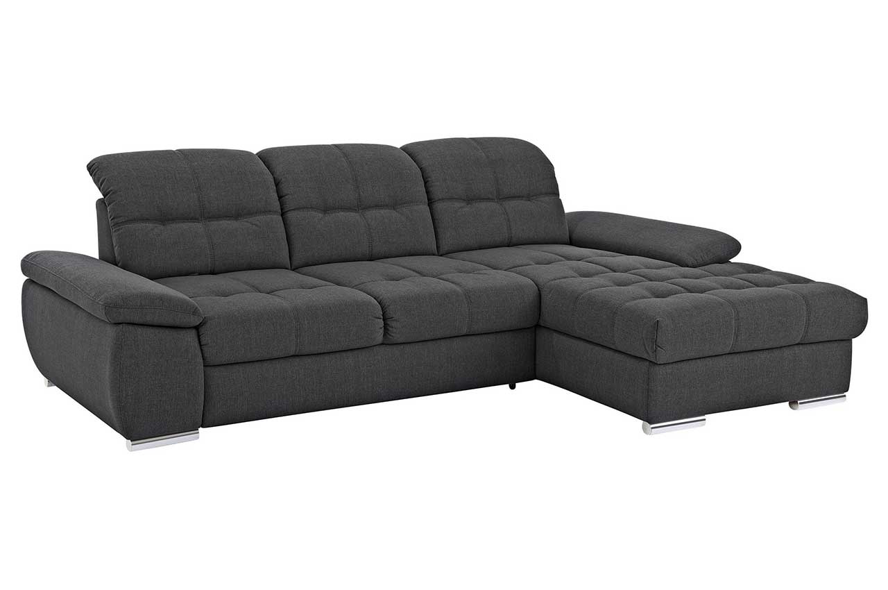 Ecksofa rechts mit Sitzverstellung und Schlaffunktion Anthrazit
