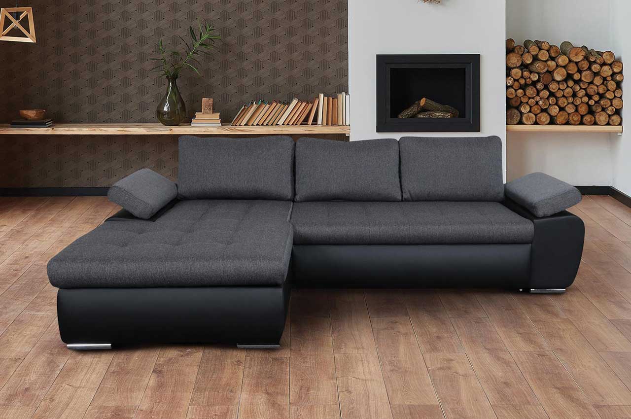 Ecksofa Nolti-P links - Anthrazit Sofas - mit halben | Preis Schlaffunktion zum