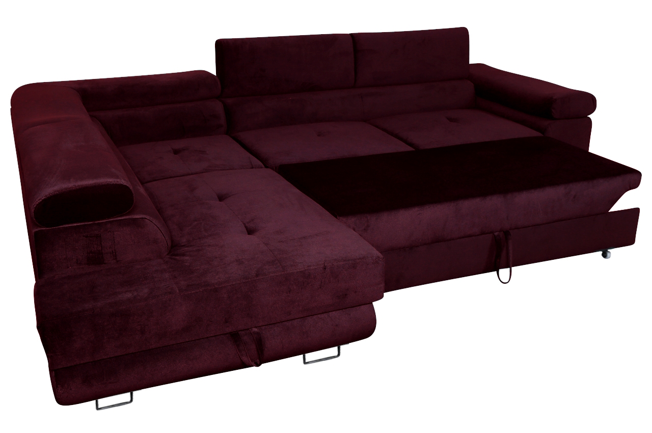 Ecksofa AmaroP links mit Relax und Schlaffunktion Weinrot Sofas zum halben Preis