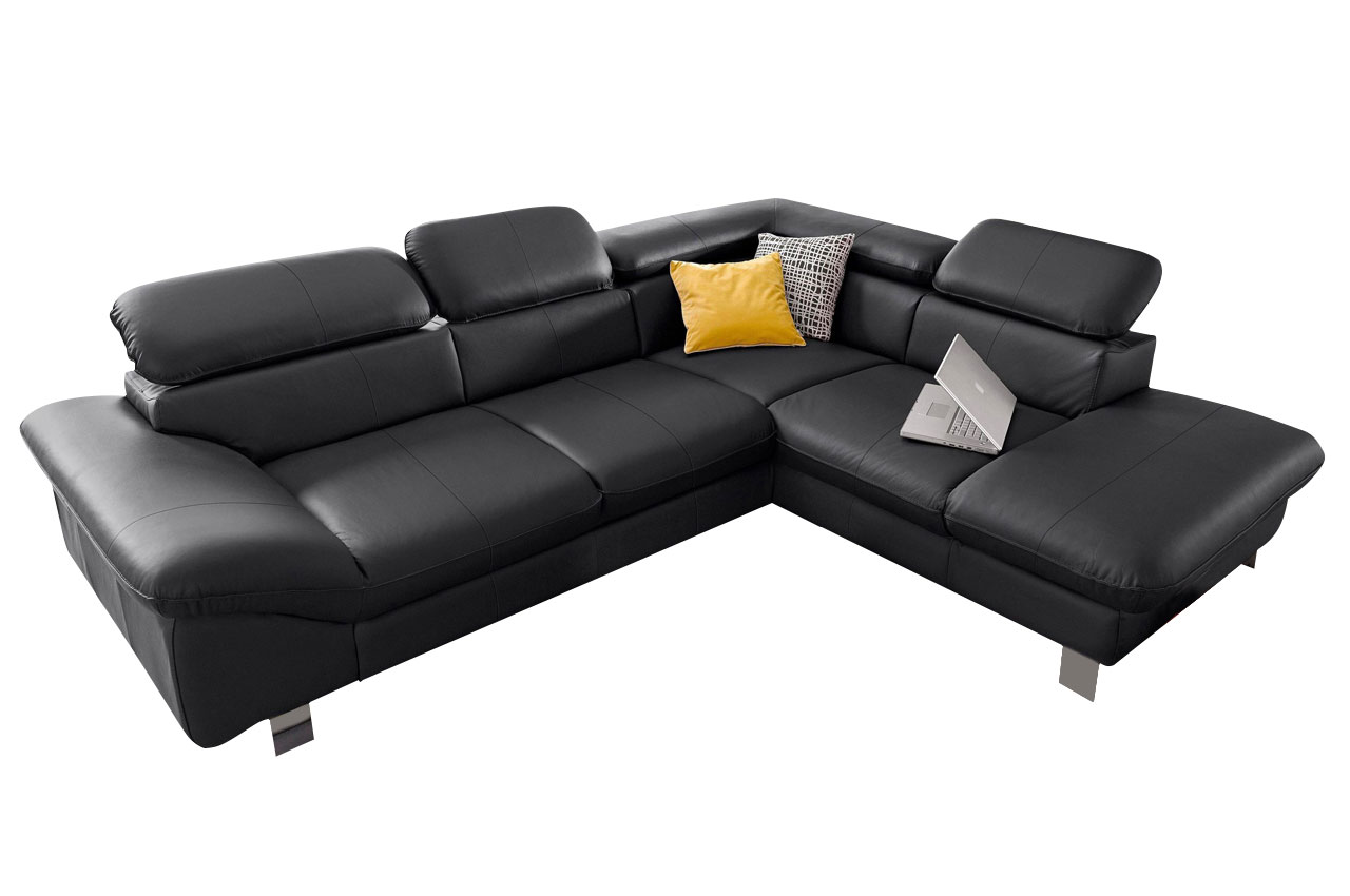 Leder Ecksofa XL Driver rechts Schwarz Sofas zum halben Preis