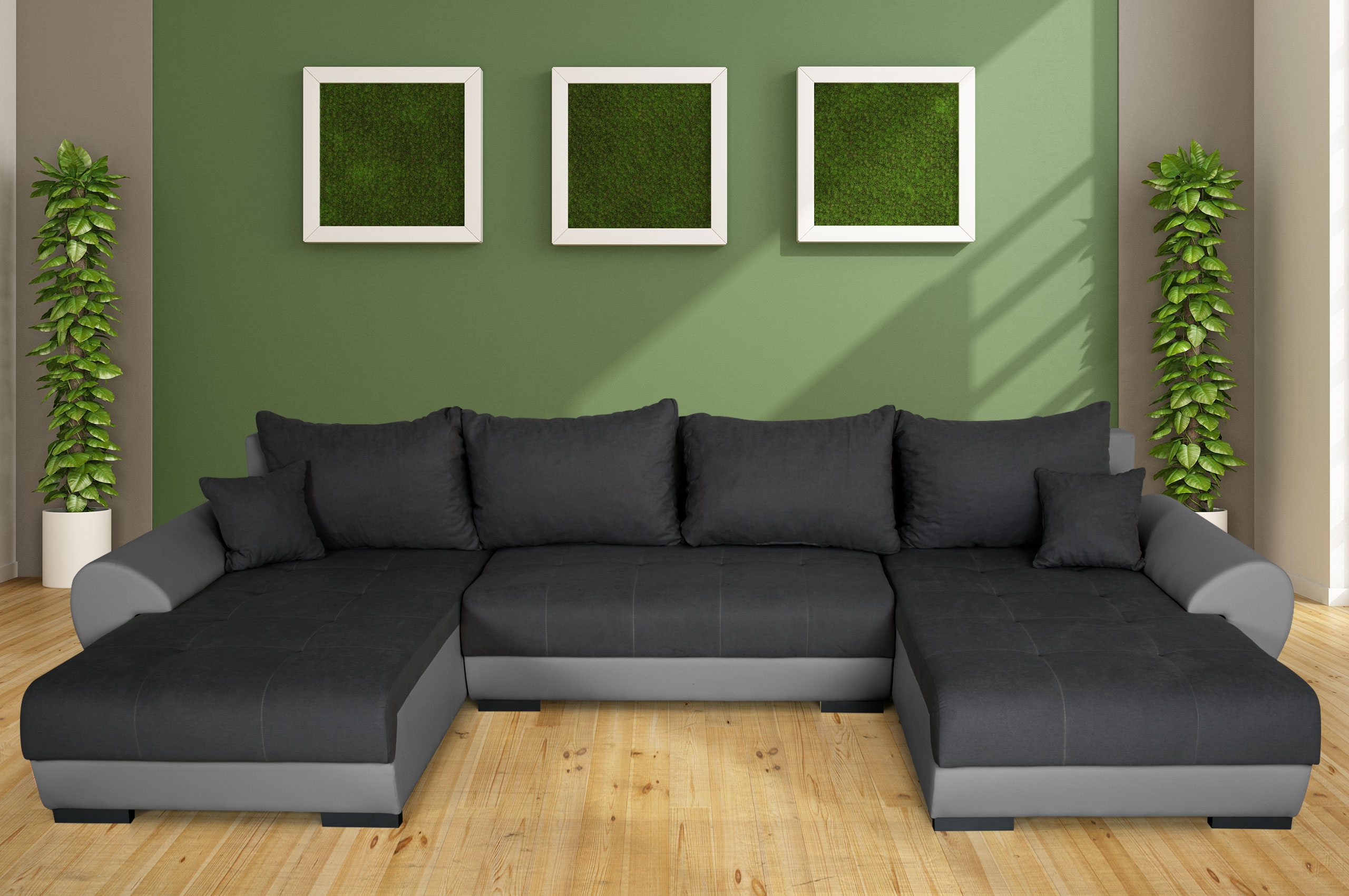 Wohnlandschaft Trendy beidseitig - mit Schlaffunktion - Anthrazit