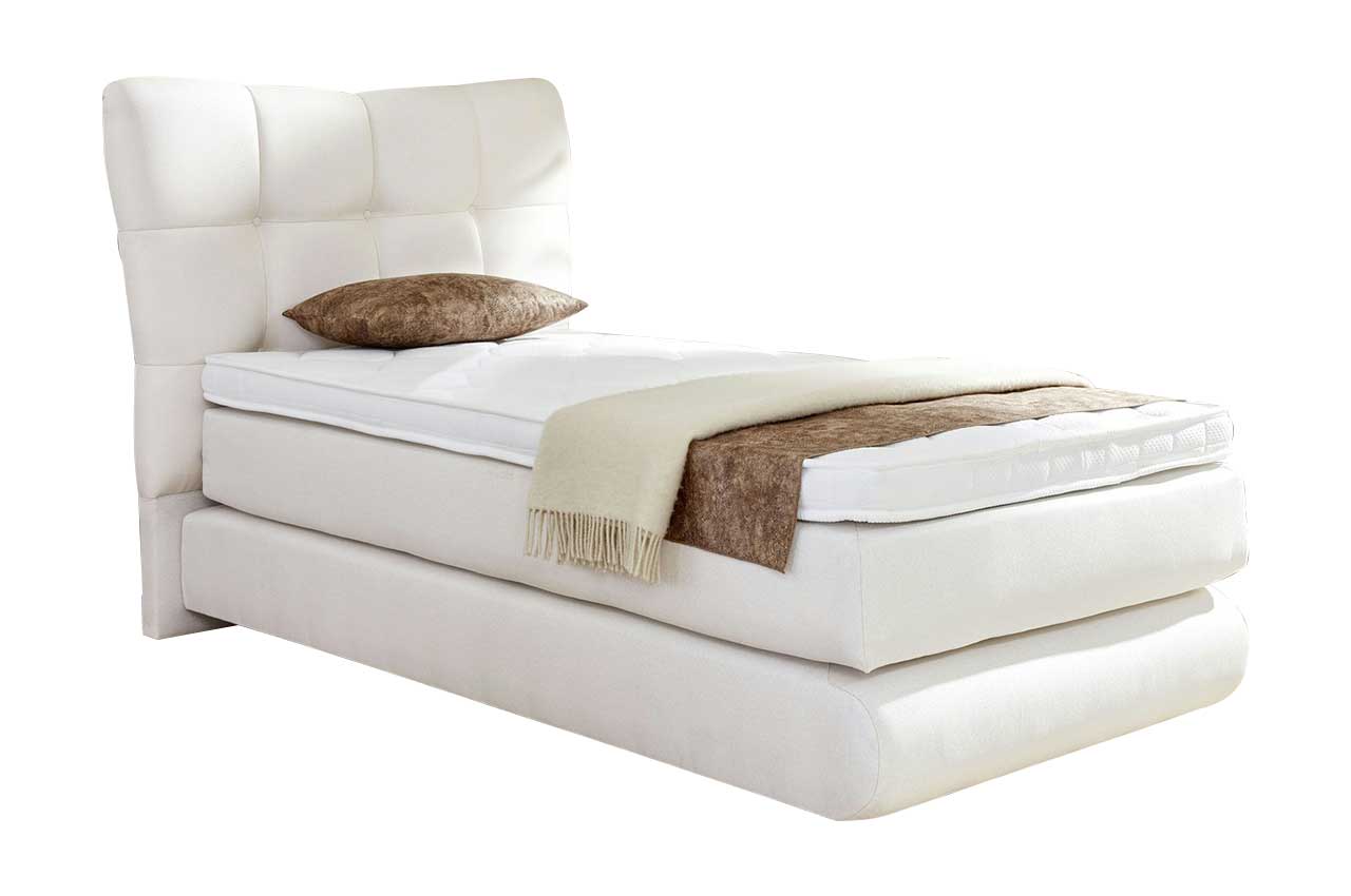 Boxspringbett 100x200 Maum - Weiss mit Federkern | Sofas zum halben Preis
