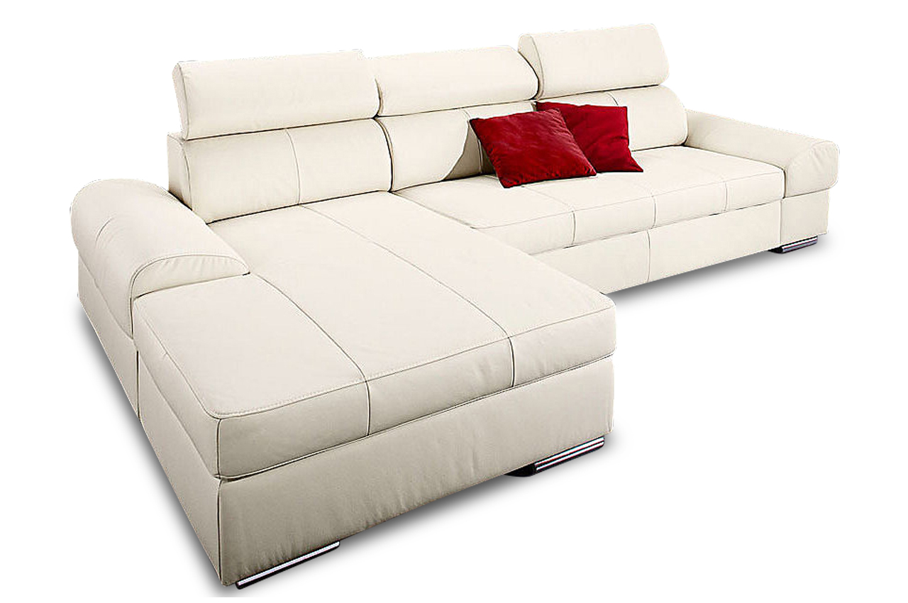 Leder Ecksofa Broadway mit Schlaffunktion Creme Sofas zum halben