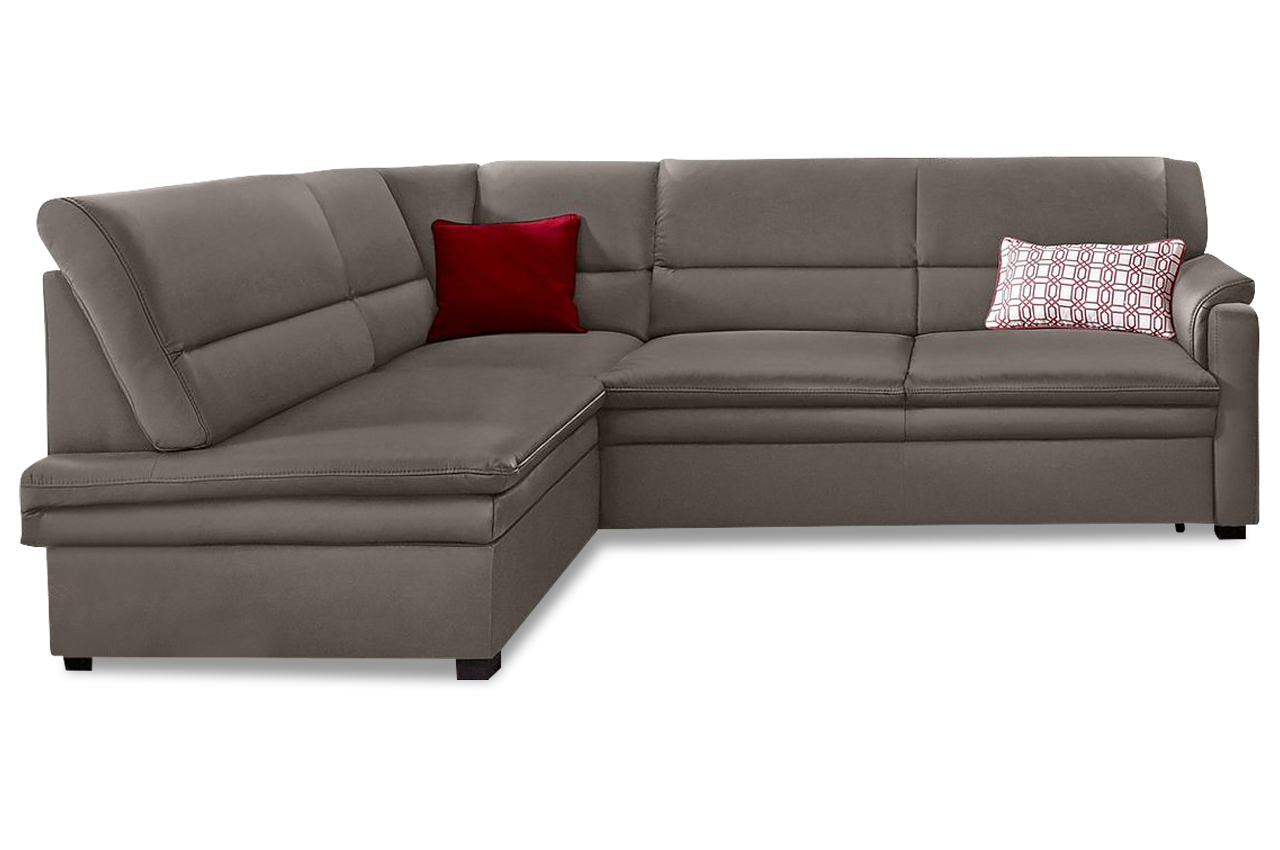 Leder Ecksofa XL Grau mit Federkern Sofas zum halben Preis