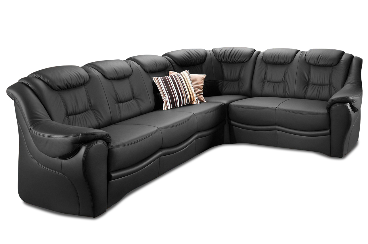 Leder Rundecke Schwarz mit Federkern Sofas zum halben Preis