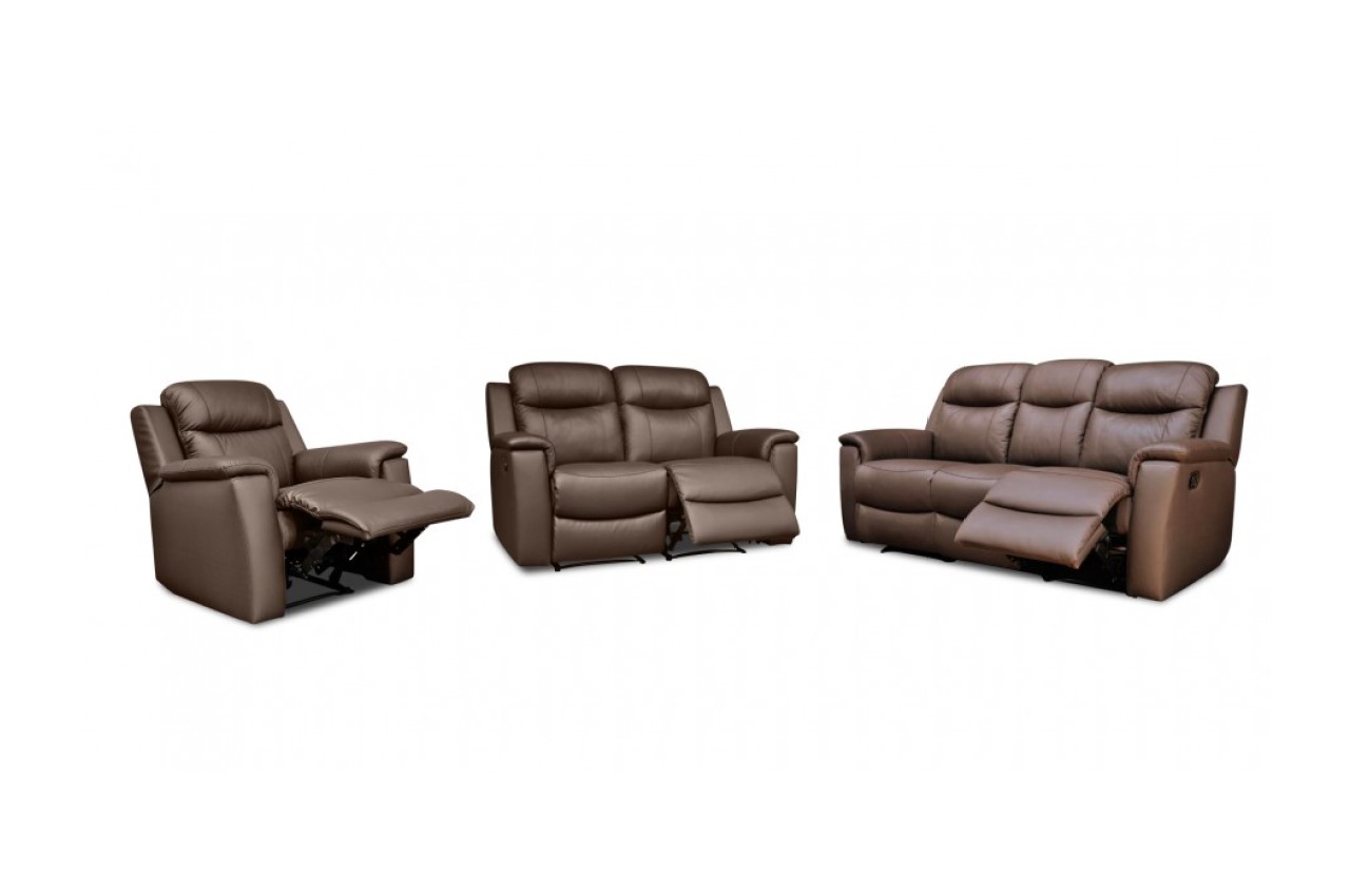 Leder Garnitur 321 Evasion mit Relax Braun Sofas zum halben Preis