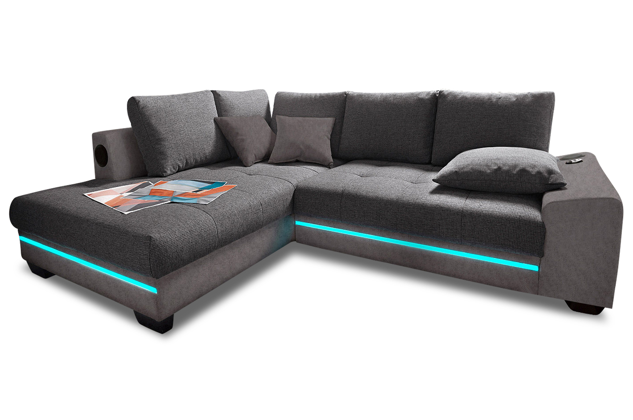 Ecksofa Xl Nikita Links Mit Led Und Sound Grau Sofas Zum
