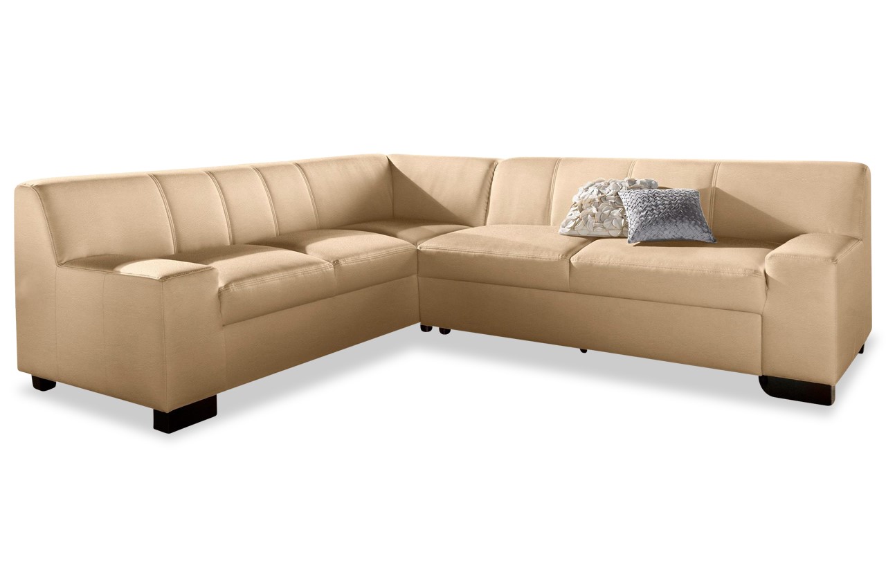 Leder Ecksofa XL Norma links mit Schlaffunktion Beige Sofas zum