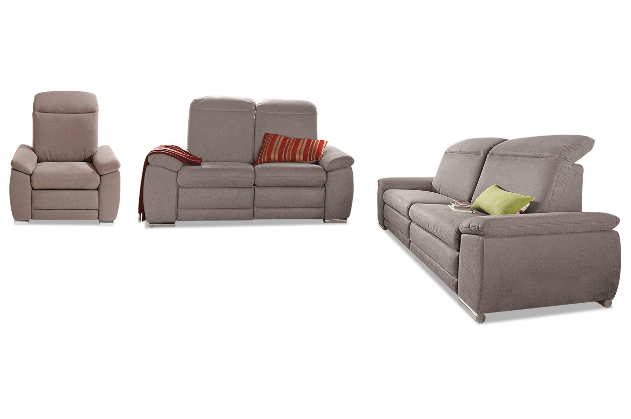 Garnitur 321 mit Relax Grau mit Federkern Sofas zum halben Preis