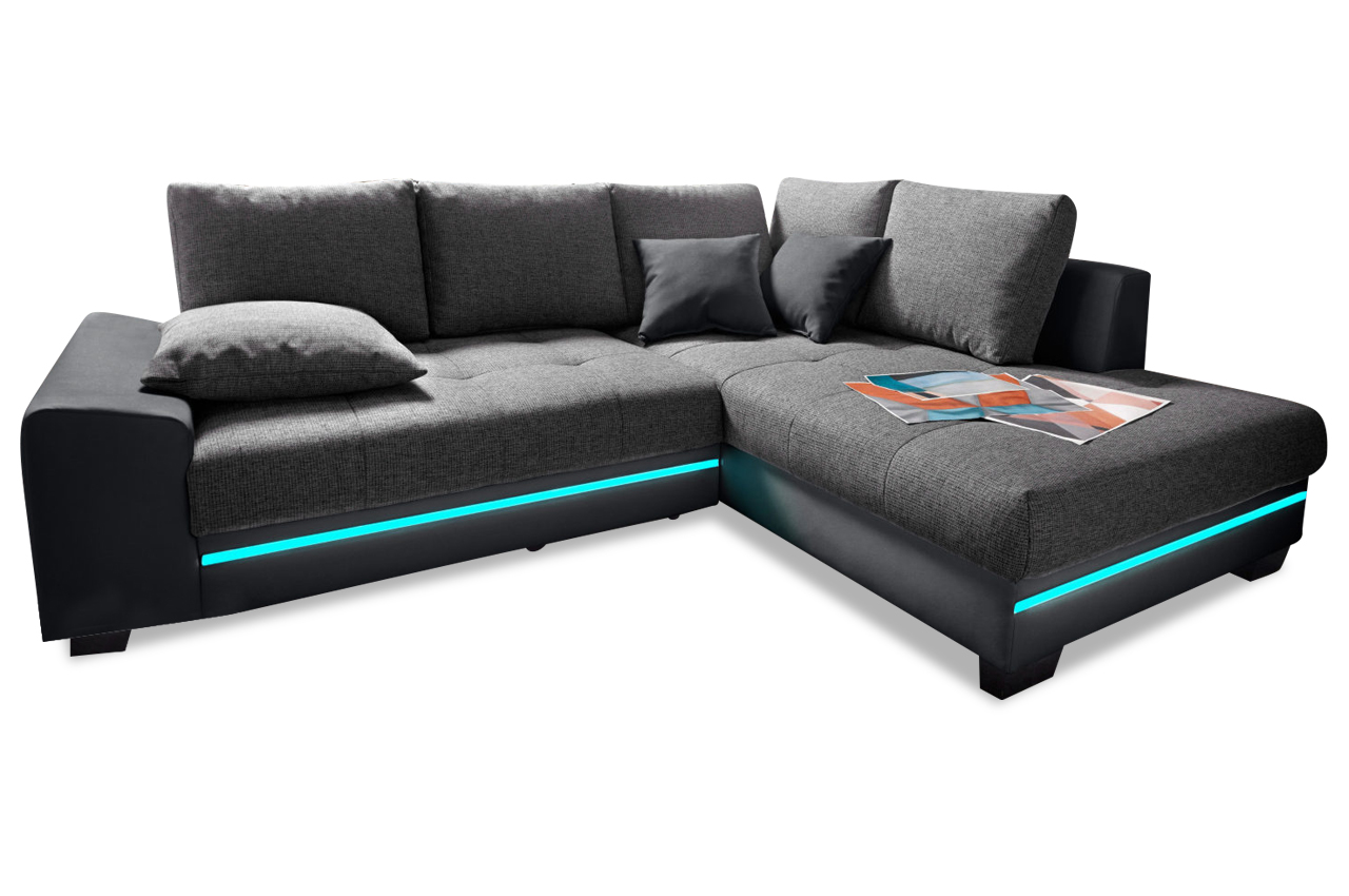 Sofa LForm rechts mit Schlaffunktion Anthrazit Sofas zum halben