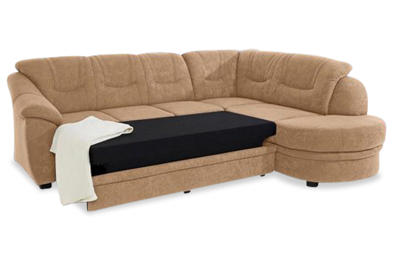 Ecksofa XL rechts mit Schlaffunktion Cappuccino Sofas zum halben