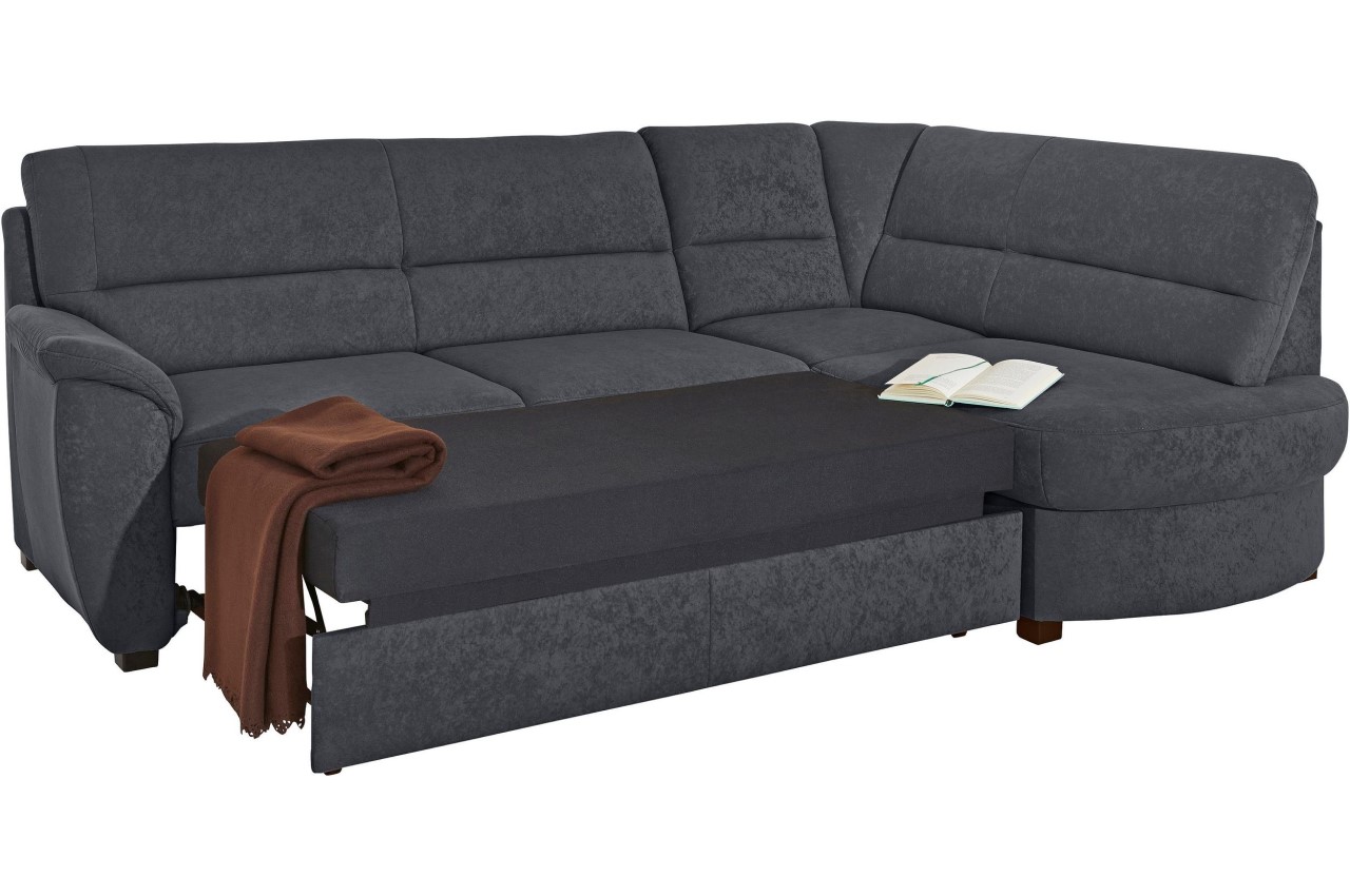 Ecksofa XL rechts mit Schlaffunktion Grau mit Federkern Sofas zum