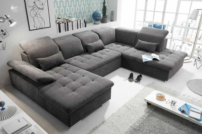Blackredwhite Wohnlandschaft Wayne Rechts Mit Schlaffunktion Anthrazit Sofas Zum Halben Preis