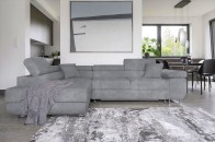 Sofa L-Form Anton-P links - mit Schlaffunktion - Silber