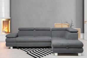 Sofa L-Form Conti rechts - mit Schlaffunktion - Grau
