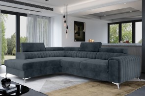 Sofa L-Form Lairence links - mit Schlaffunktion - Grau