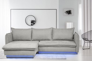 Sofa L-Form Palladio links - mit Schlaffunktion - Silber