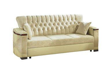 3er-Sofa Falco - mit Schlaffunktion - Creme