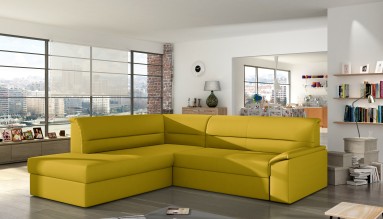 Sofa L-Form Elano-P links - mit Schlaffunktion - Dunkelgelb