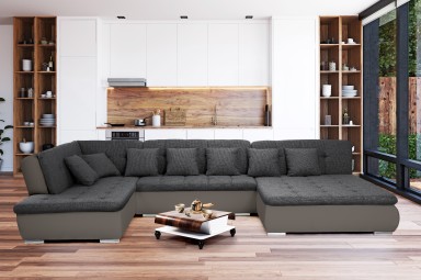 Wohnlandschaft Pool - P links - mit Schlaffunktion - Charcoal