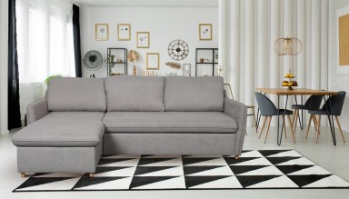 Ecksofa Jolyne-P links - mit Schlaffunktion - Taupe